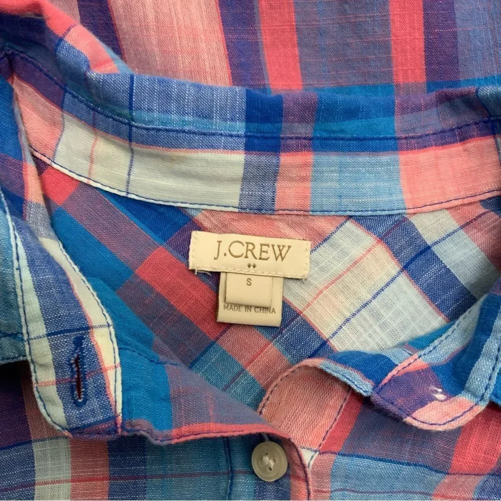 J. CREW 1/2 button long sleeve plaid shirt